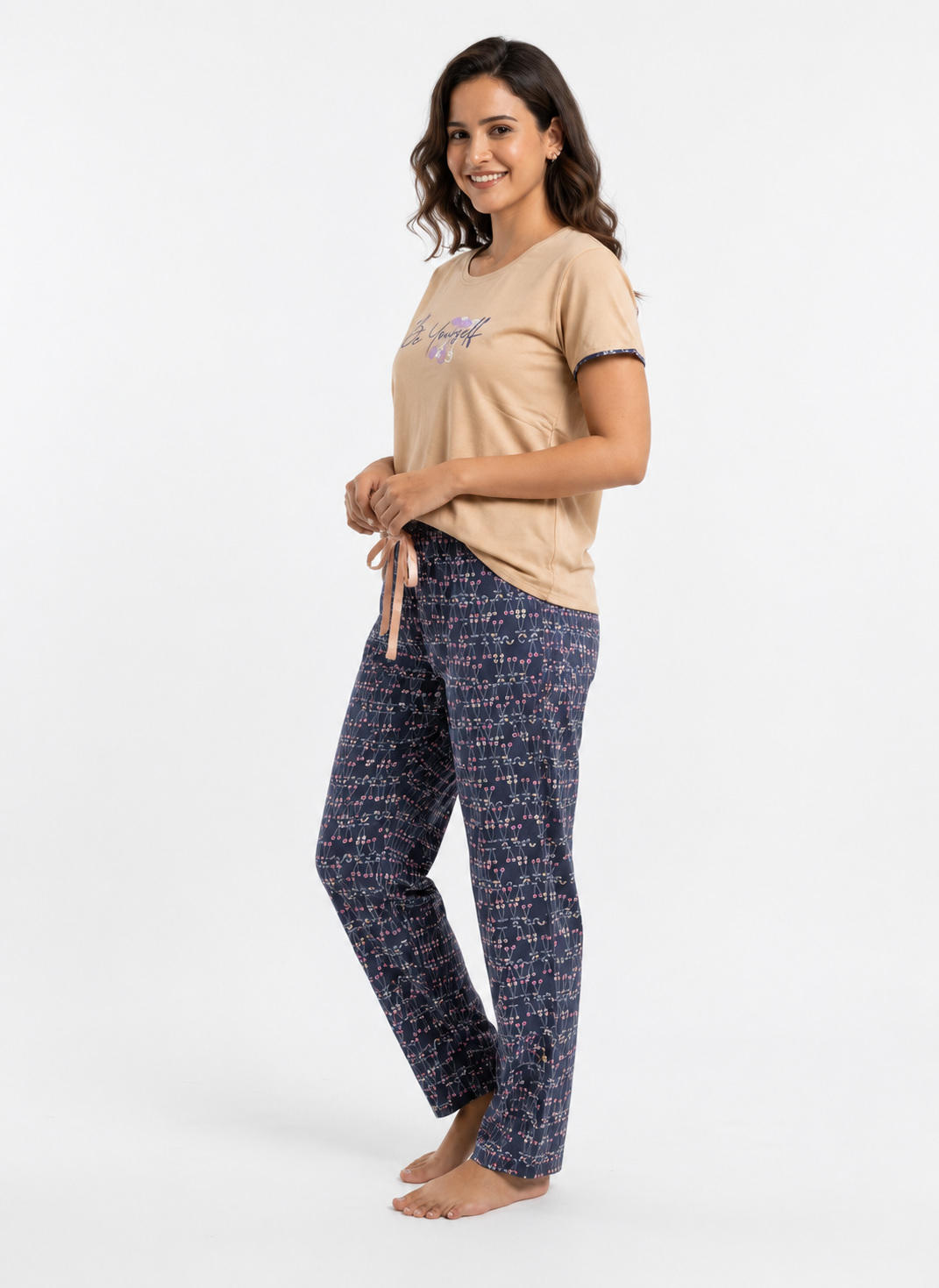 Cotton Top with Pyjama Night Suit - Skin - SS1919