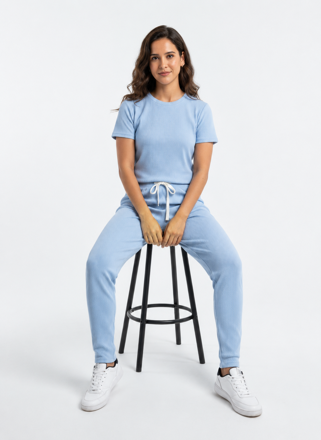 Lycra Co-Ord Set - Sky Blue - 4010