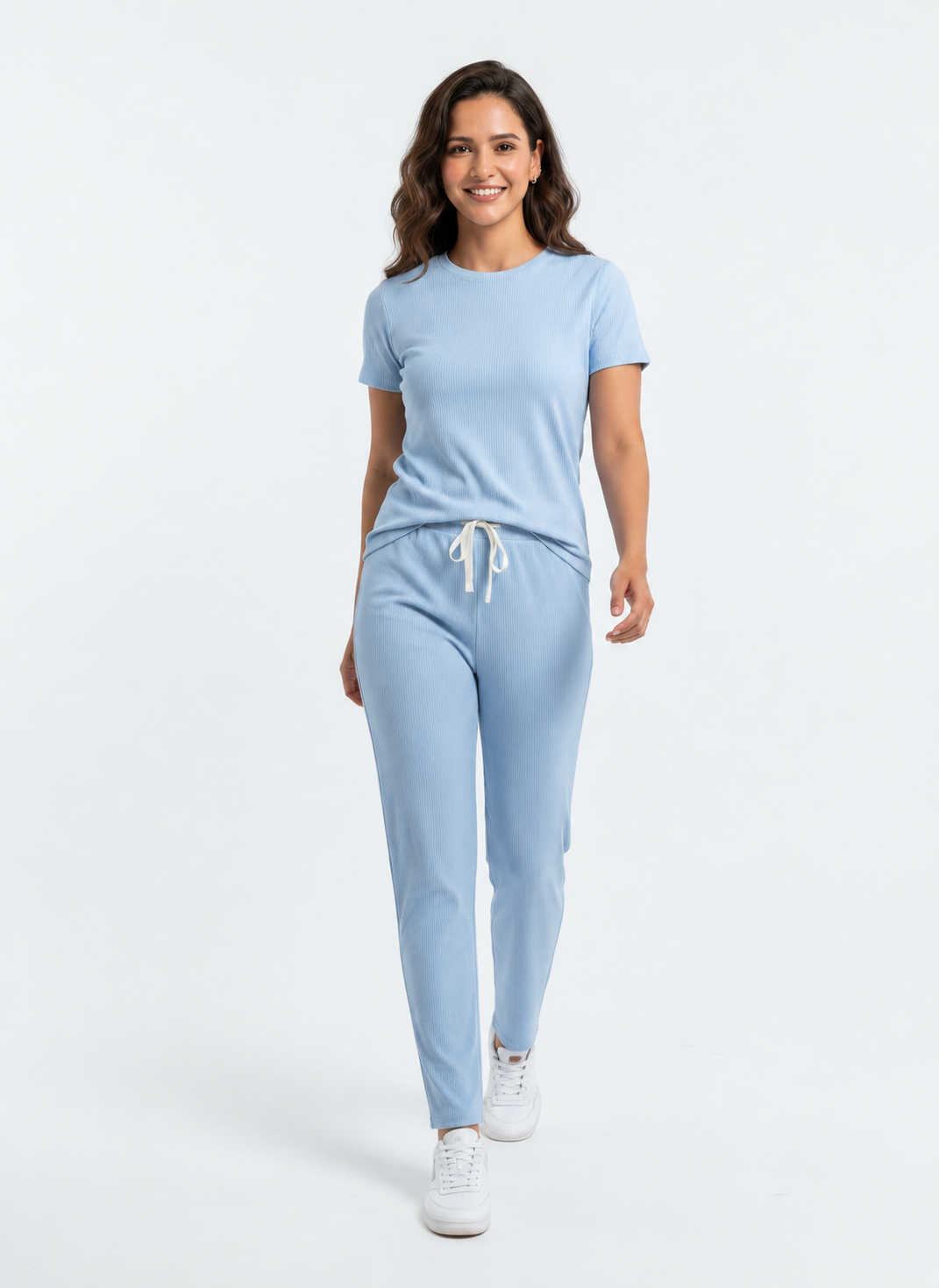 Lycra Co-Ord Set - Sky Blue - 4010