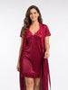 Satin Short Bridal Night Wear - Wine - 1700D
