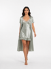 Satin Short Bridal Night Wear - Pistachio Green - 1700A