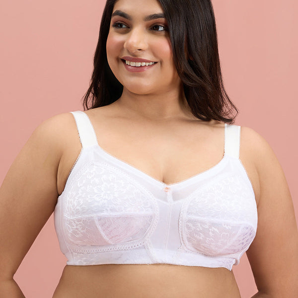 Ultimate No Bulge, Shape & Support Non Padded Non Wired Lace Bra NYB033 White