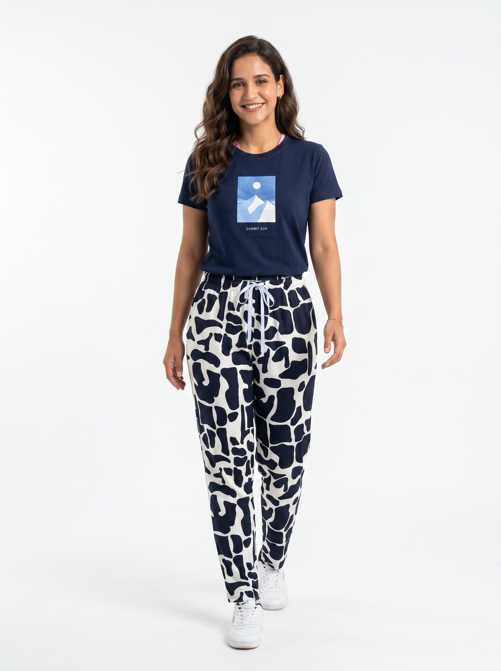Cotton Top with Pyjama Night Suit - Navy - SS03096B