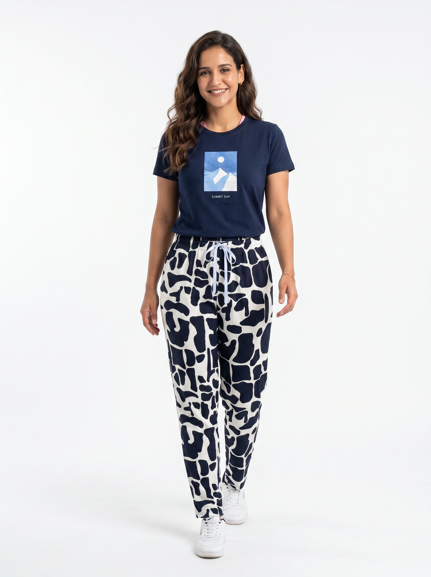 Cotton Top with Pyjama Night Suit - Navy - SS03096B