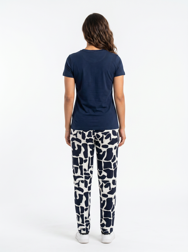 Cotton Top with Pyjama Night Suit - Navy - SS03096B