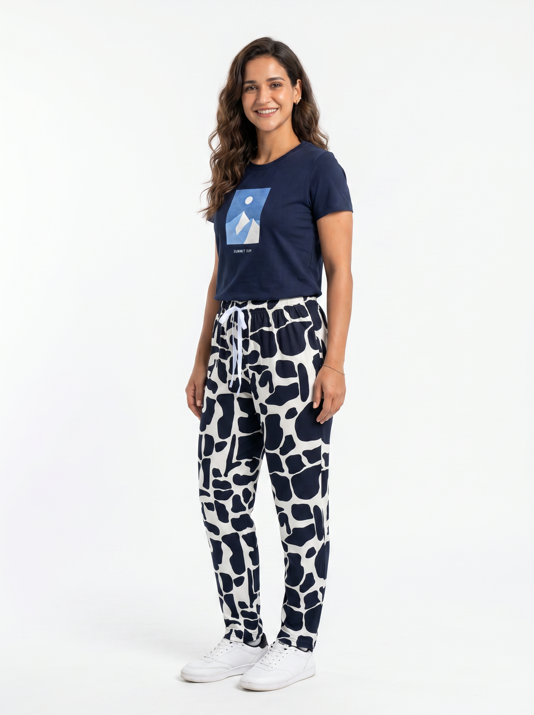 Cotton Top with Pyjama Night Suit - Navy - SS03096B
