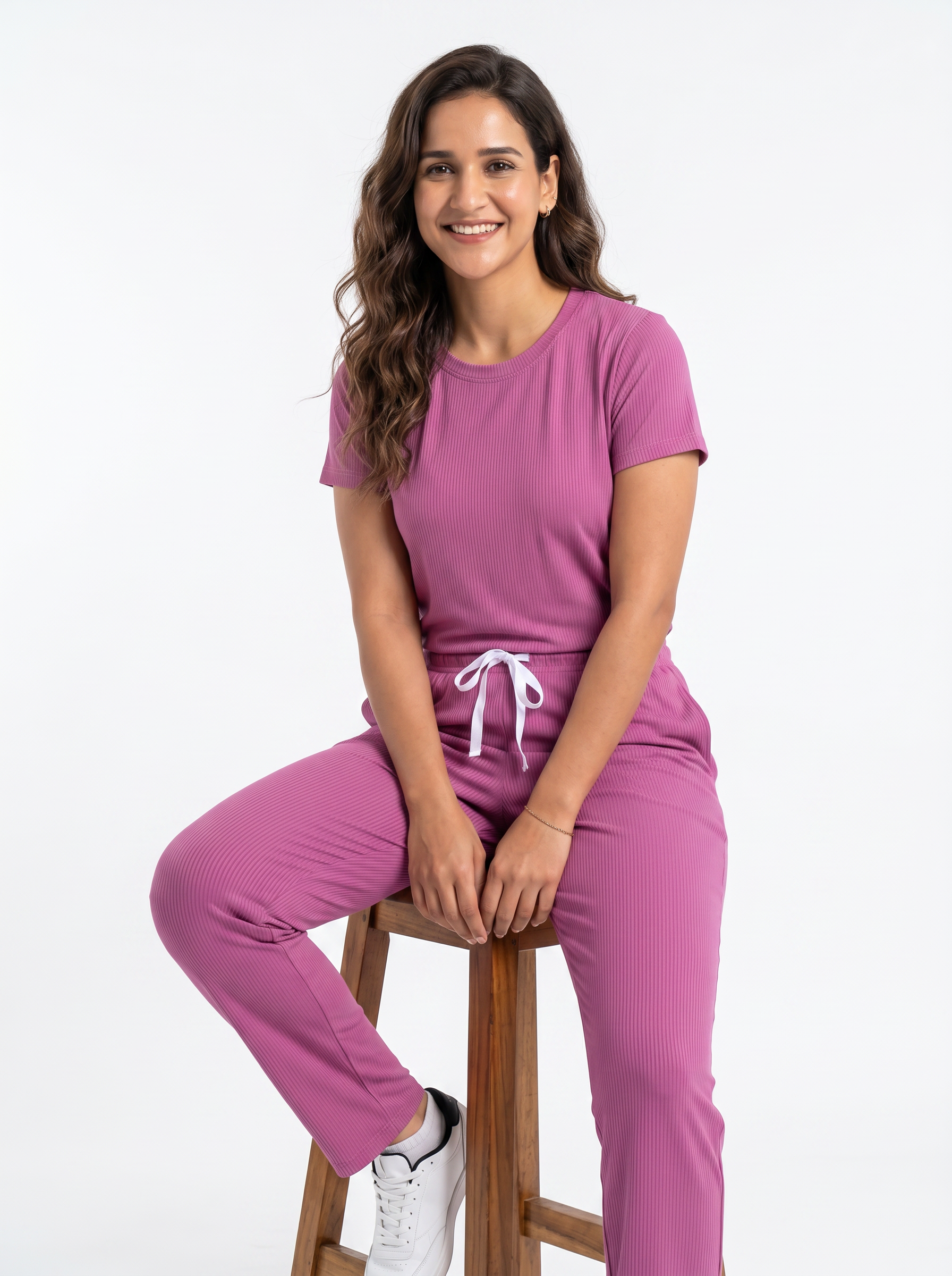 Lycra Co-Ord Set - Rose - 4011