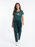 Cotton Top with Pyjama Night Suit - Dark Green - SS2878