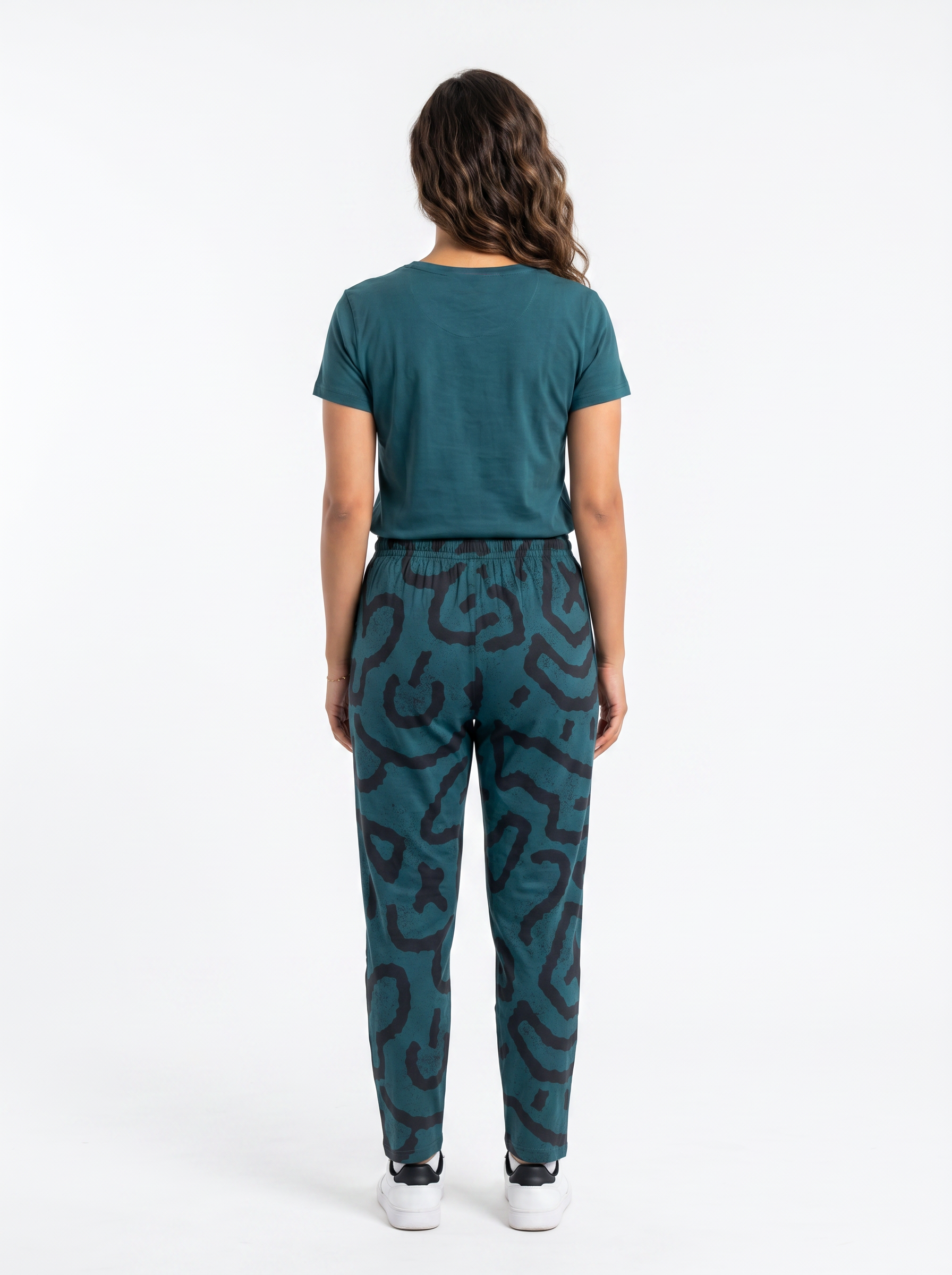 Cotton Top with Pyjama Night Suit - Dark Green - SS2878