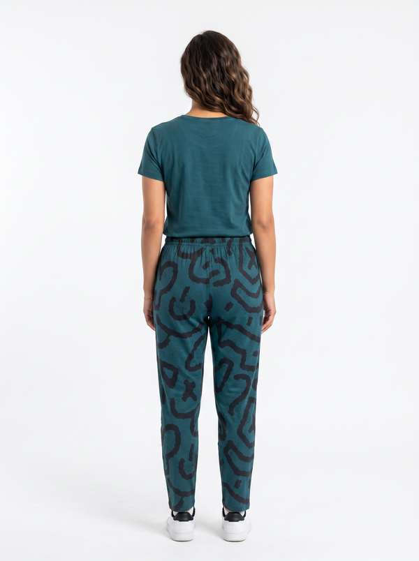 Cotton Top with Pyjama Night Suit - Dark Green - SS2878