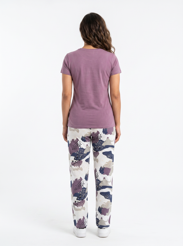 Cotton Top with Pyjama Night Suit - Purple - SS3093A