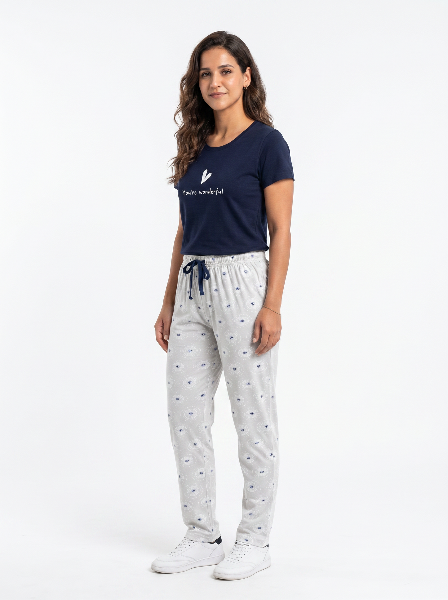 Cotton Top with Pyjama Night Suit - Black - SS2877