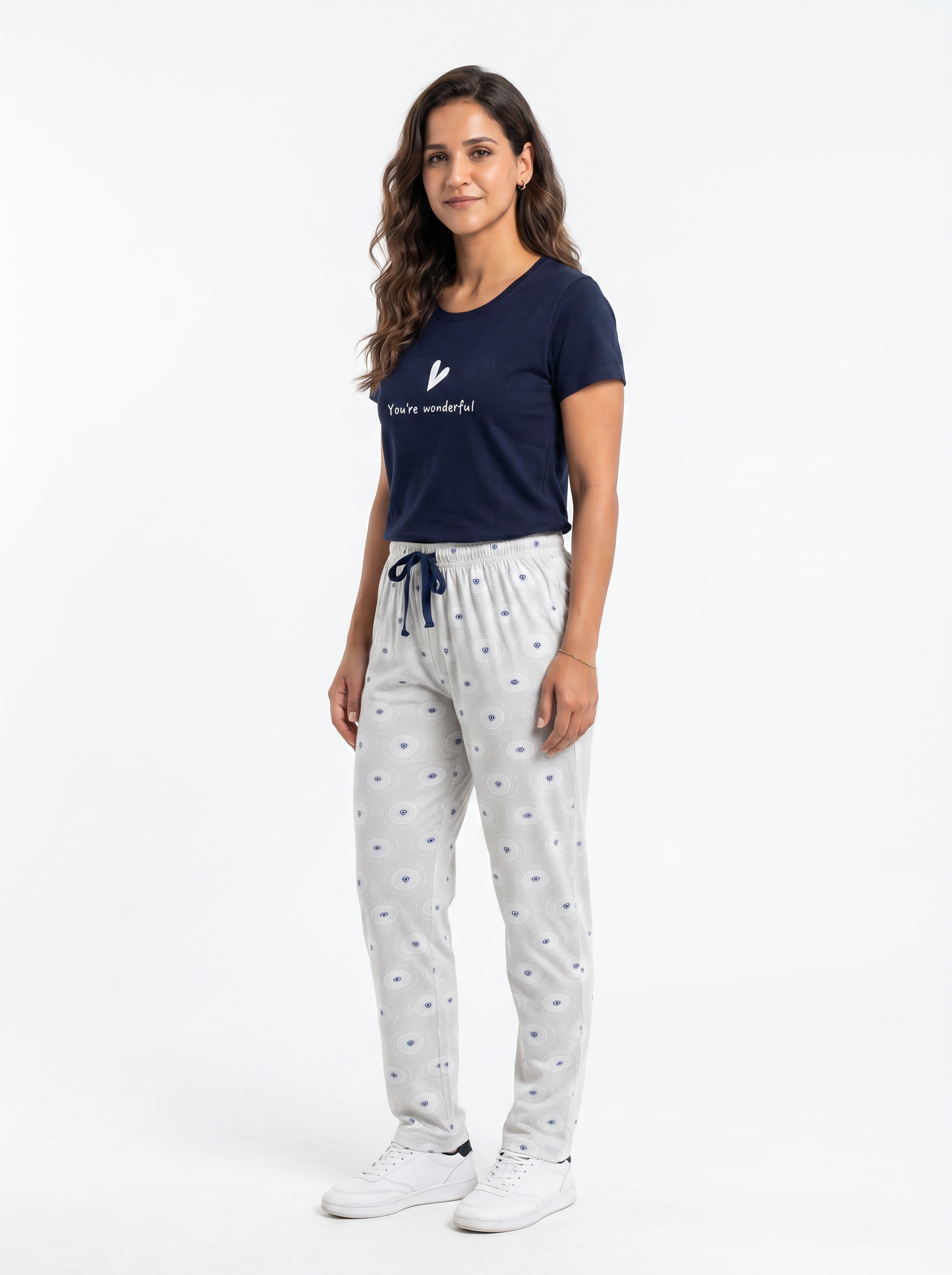 Cotton Top with Pyjama Night Suit - Black - SS2877