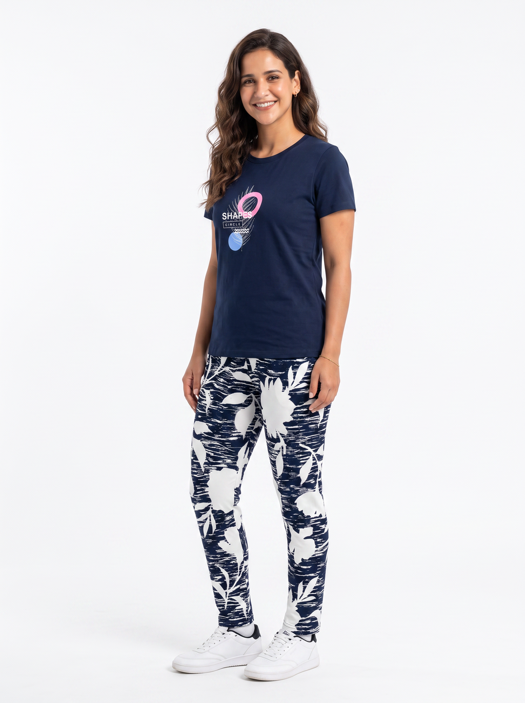 Cotton Top with Pyjama Night Suit - Navy - SS3060B