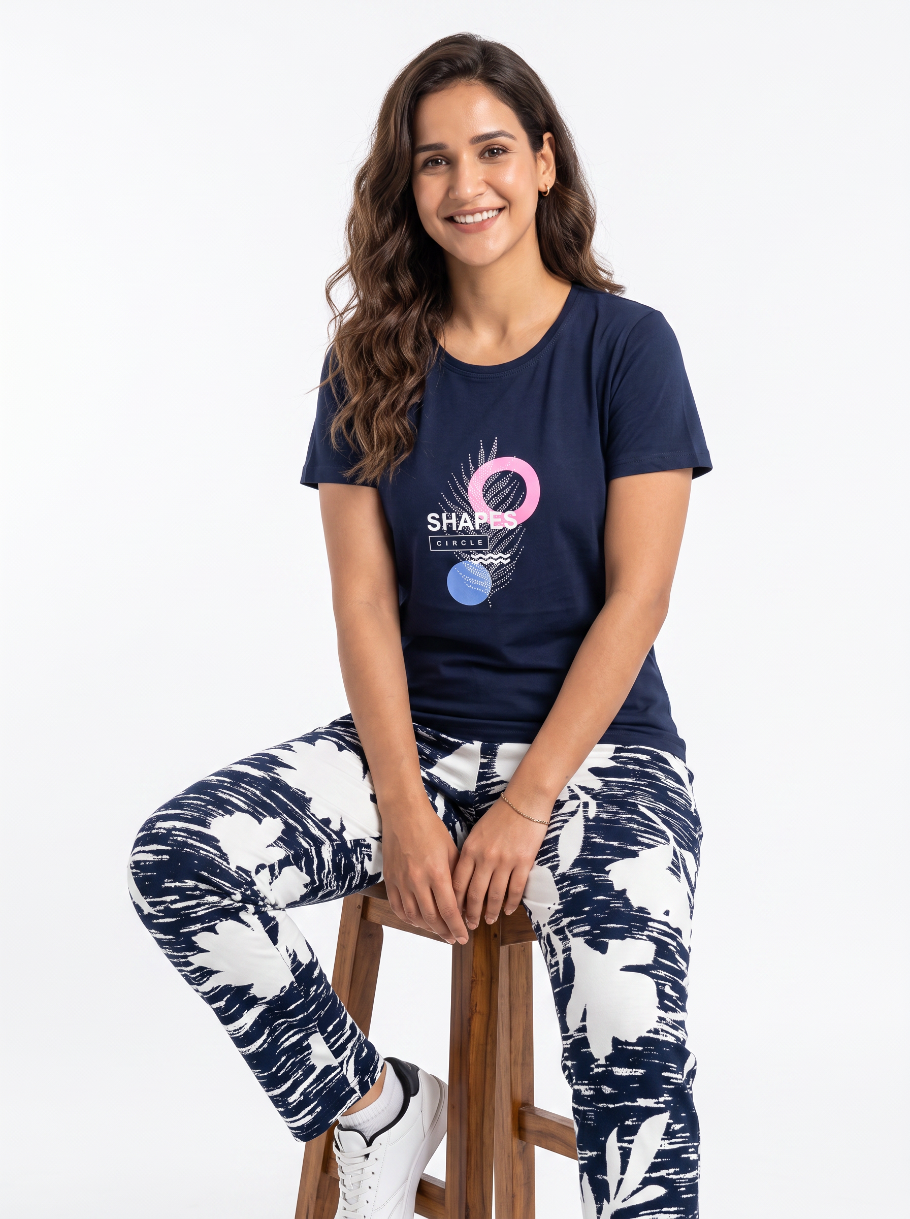 Cotton Top with Pyjama Night Suit - Navy - SS3060B