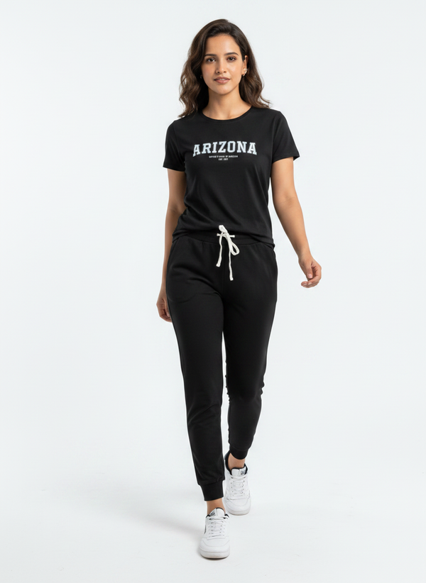 Cotton Top with Pyjama Night Suit - Black - 5237A