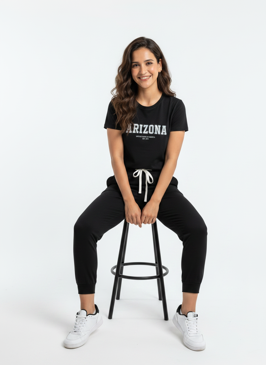 Cotton Top with Pyjama Night Suit - Black - 5237A