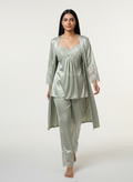 Satin 3-Piece Bridal Night Wear - Green - 1600G