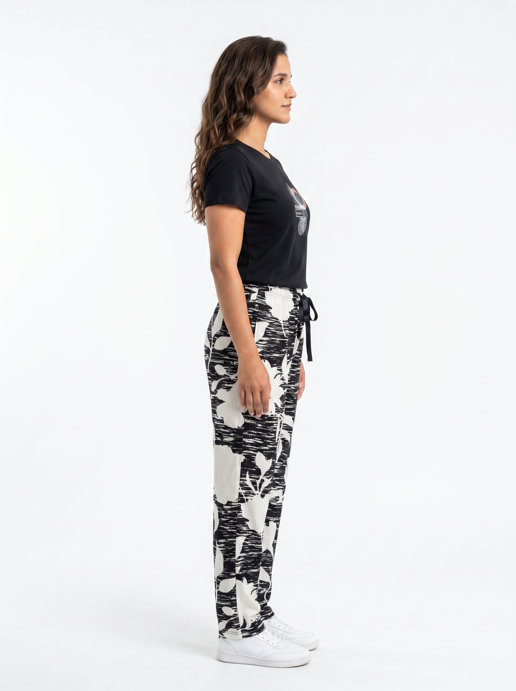 Cotton Top with Pyjama Night Suit - Black - SS3060A