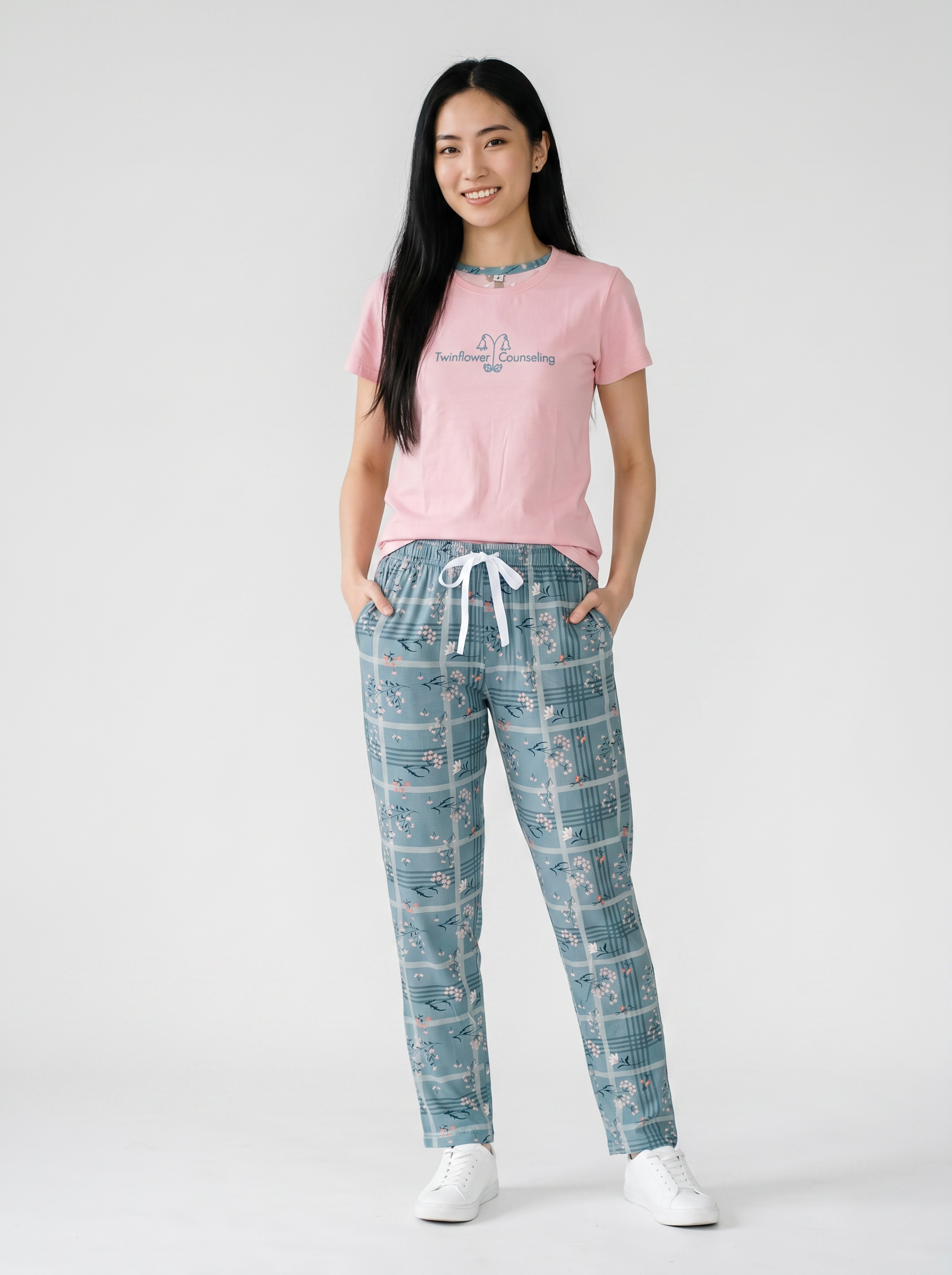 Cotton Top with Pyjama Night Suit - Pink - 5238B