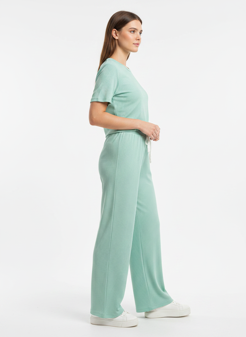 Lycra Co-Ord Set - Green - 4012