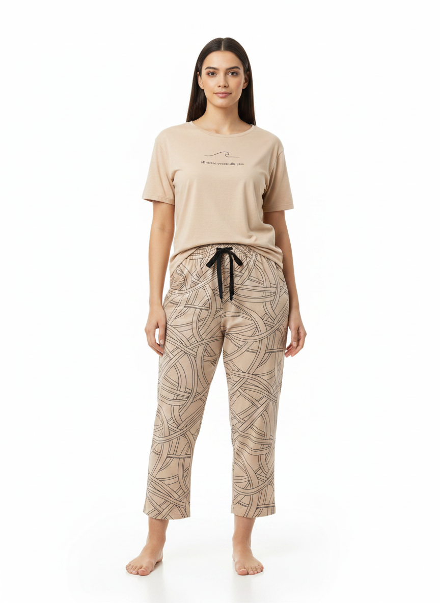 Cotton Top with Pyjama Night Suit - Skin - SS2876