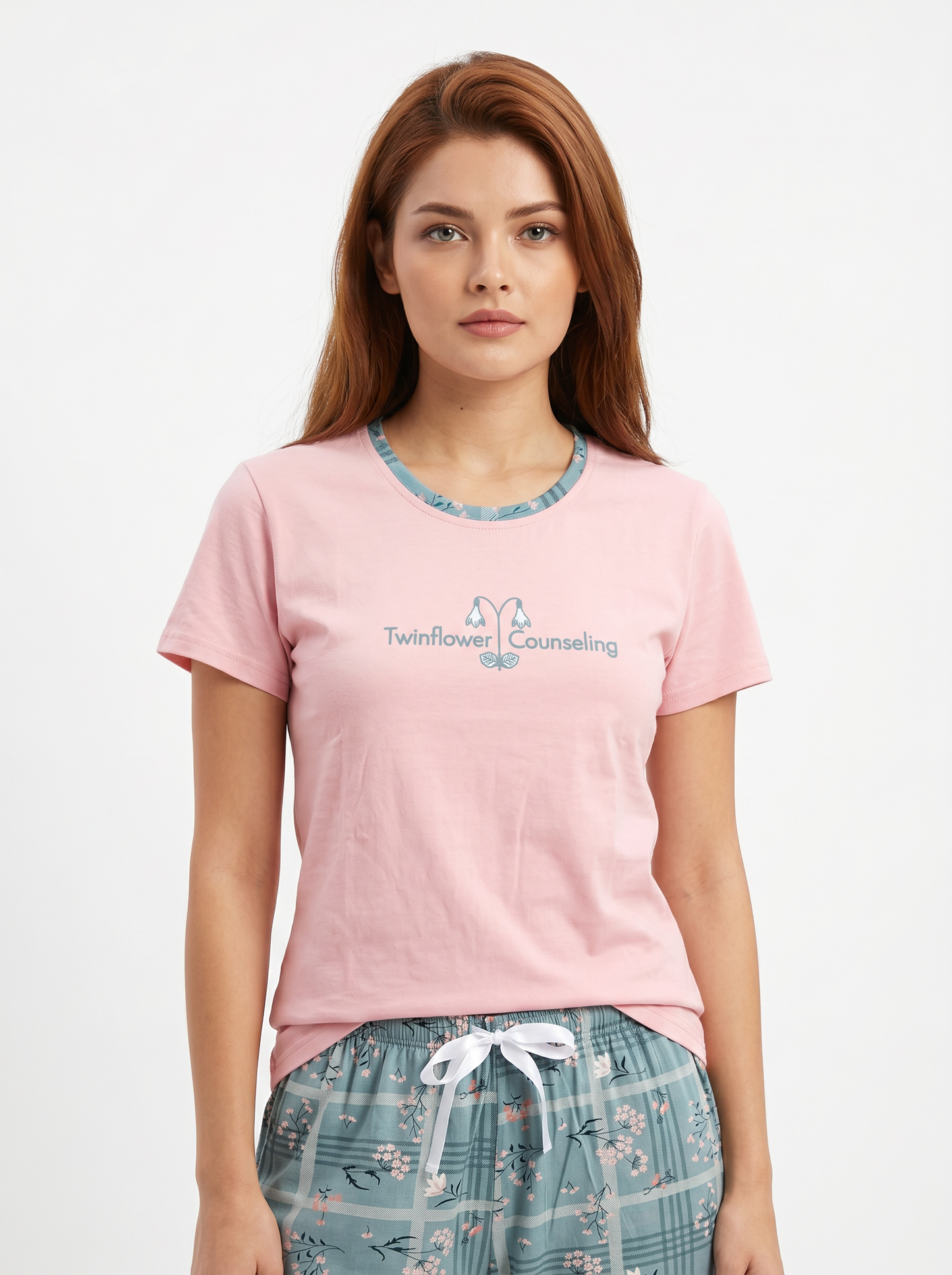 Cotton Top with Pyjama Night Suit - Pink - 5238B
