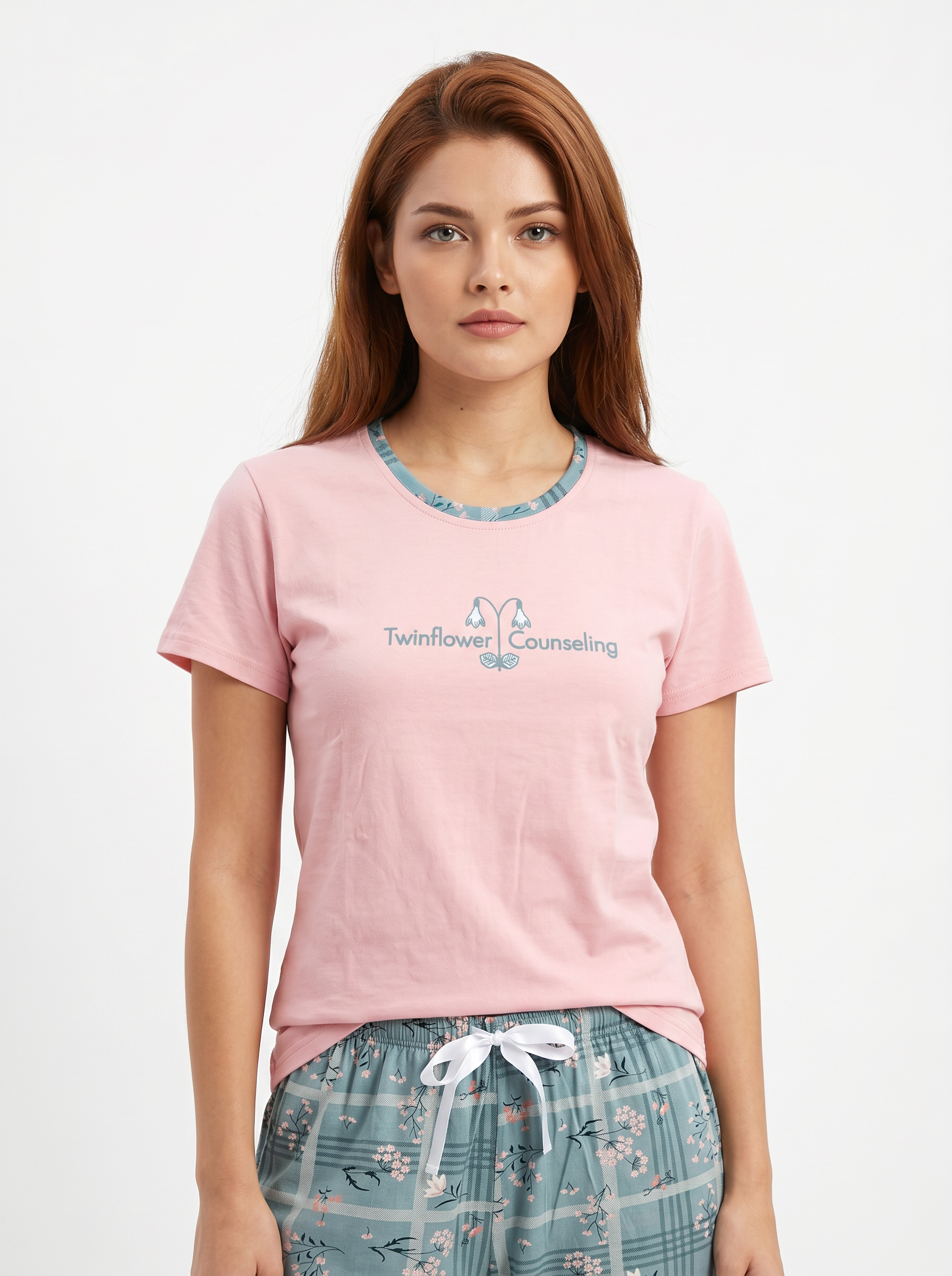 Cotton Top with Pyjama Night Suit - Pink - 5238B