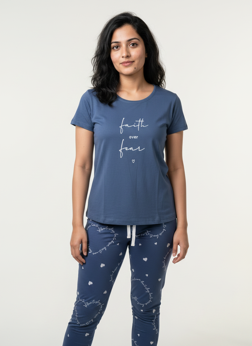 Cotton Top with Pyjama Night Suit - Royal Blue - SS2871