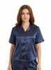 Satin Top with Pyjama Night Suit - Navy Blue - 13368