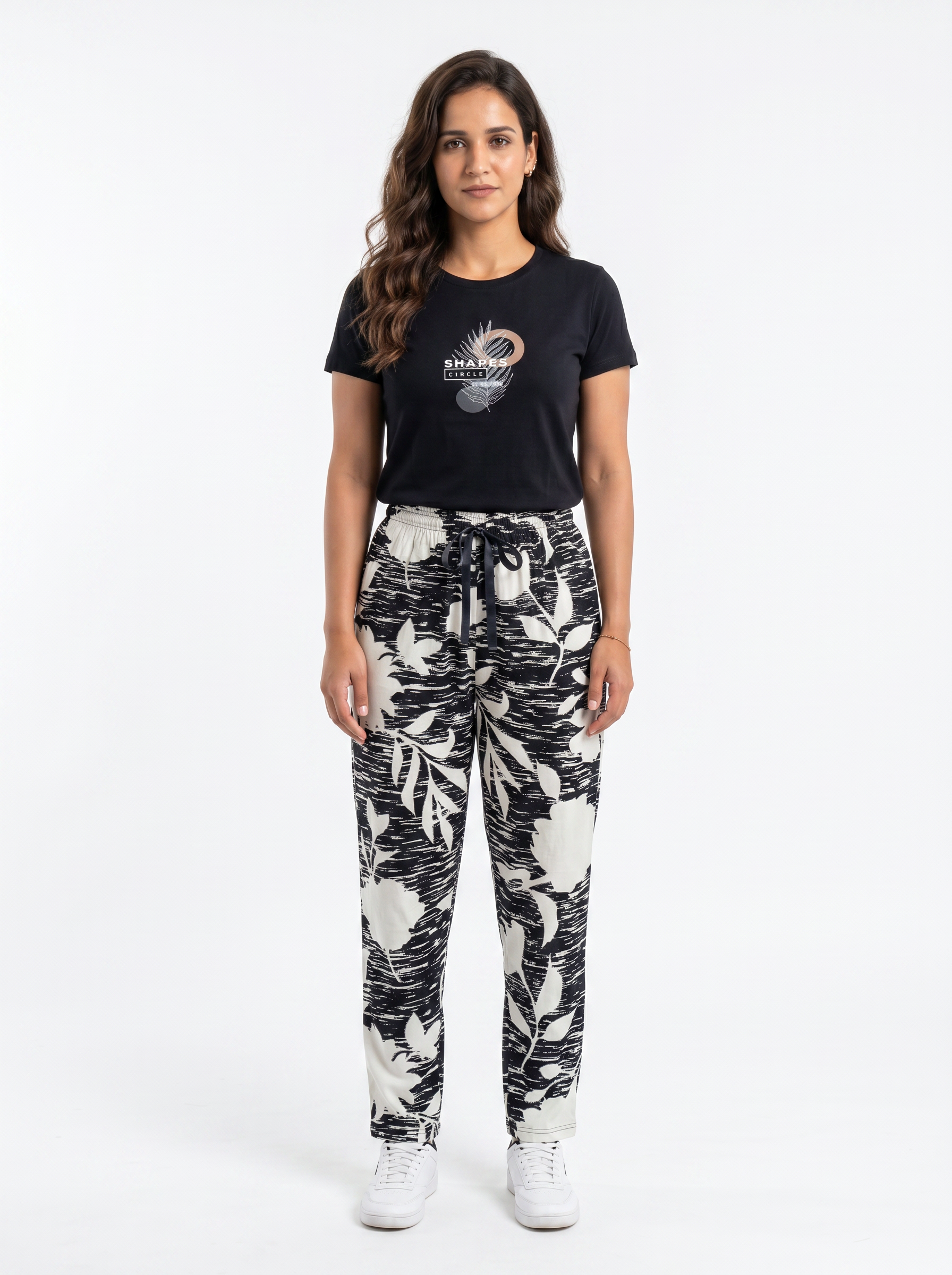 Cotton Top with Pyjama Night Suit - Black - SS3060A
