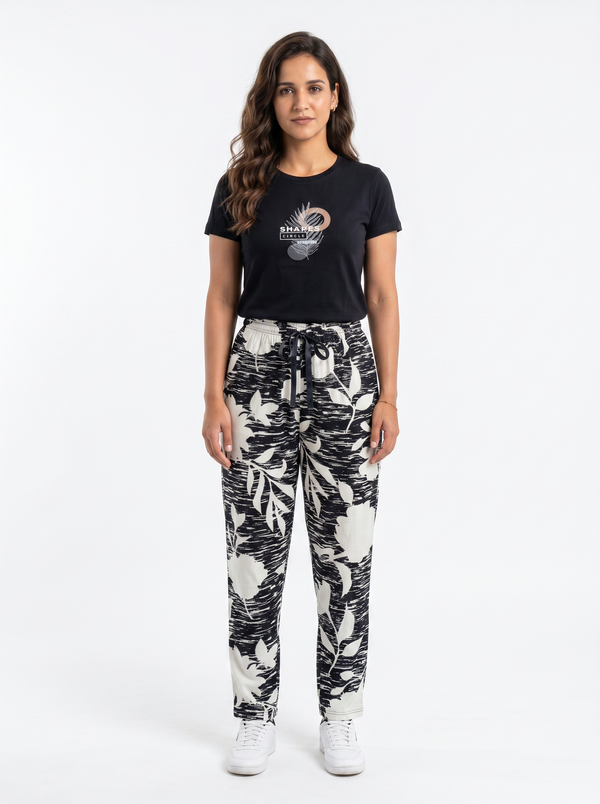 Cotton Top with Pyjama Night Suit - Black - SS3060A